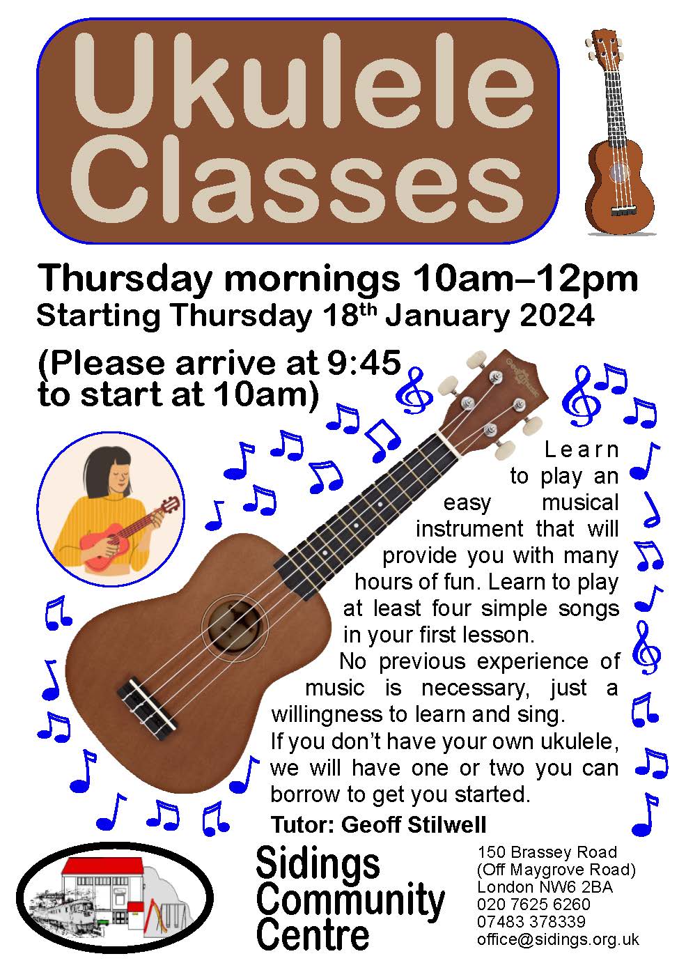 Free Ukulele Classes At Sidings Community Centre
